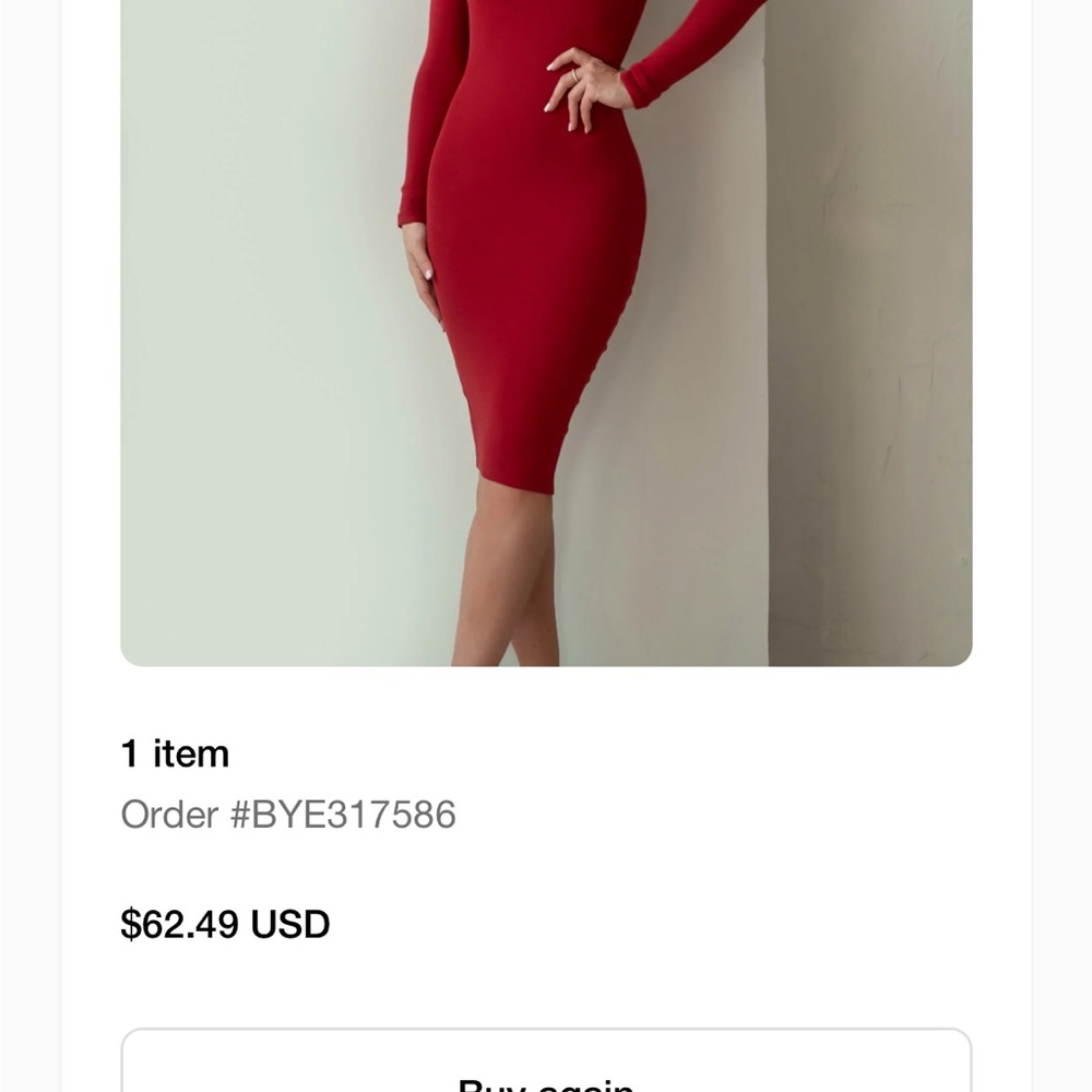 Vibrant Red Long Sleeve Mock Neck Bodycon Dress